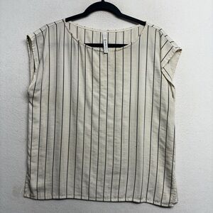 Garnish PDX Striped Blouse Cream Black M